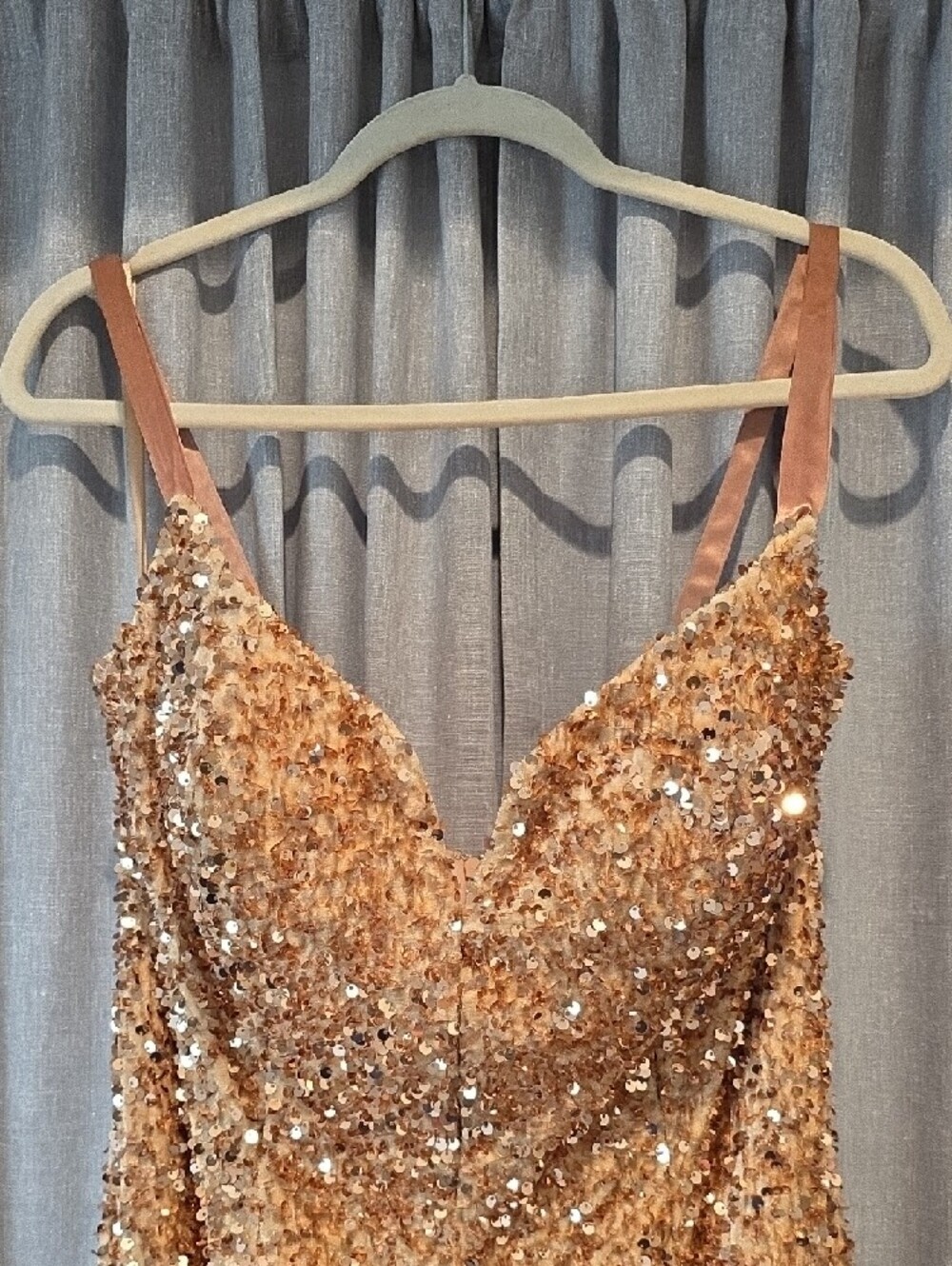 Portia and Scarlett Gold Sequin Mermaid Prom Dress - Picture 2 of 16